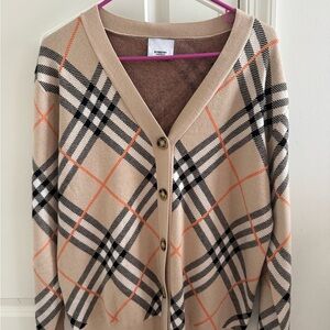 Plaid V-Neck Cardigan Sweater